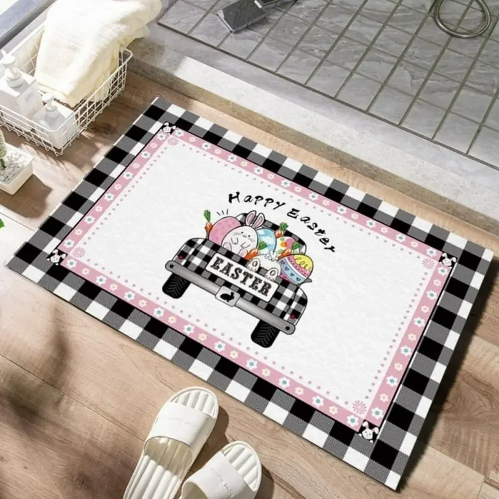 Easter Door Mat, Spring Bath Mat  Indoor Bunny 18 x 29.5